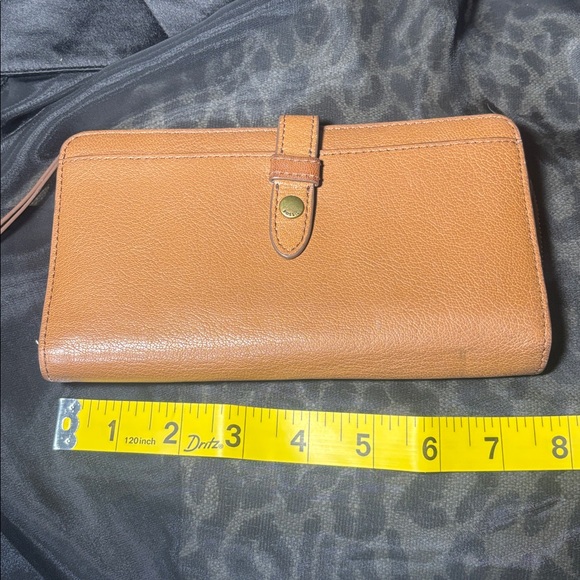Fossil Fiona wallet camel brown envelope style multi compartment women’s wallet - Picture 13 of 14
